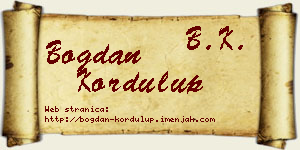 Bogdan Kordulup vizit kartica